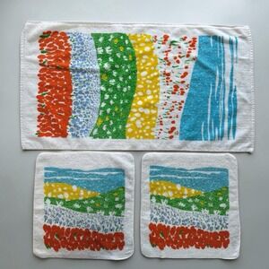 Set 3 Inger McCabe Elliott For Martex Spring Valley 1-Hand Towel 2-Face Towels‎
